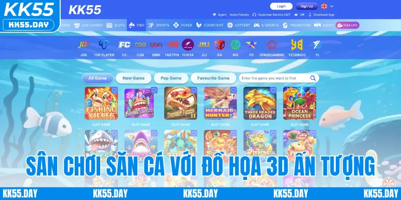 Sân chơi săn cá với đồ họa 3D ấn tượng